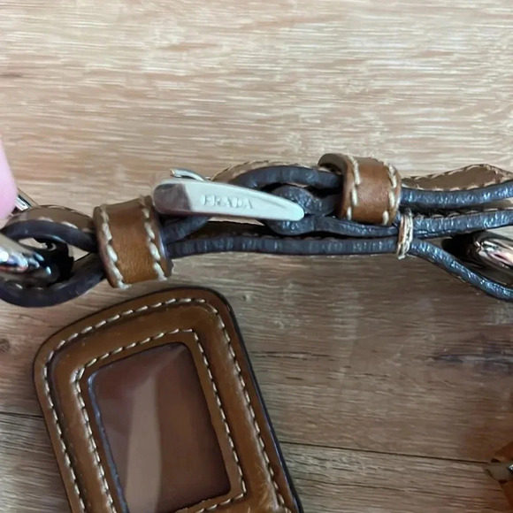 Prada Tessuto Nylon Striped Shoulder Bag - Orange/Brown - Picture 4 of 11